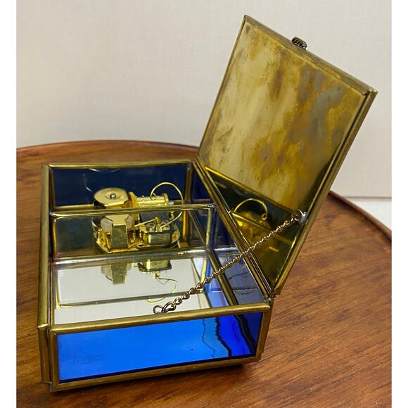 Vintage Enesco Glass Music Box " That's What Friends Are For" Sankyo Japan Works - Picture 7 of 12